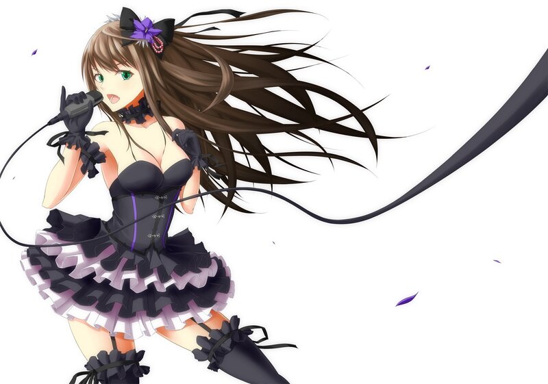 anime girl singing with microphone