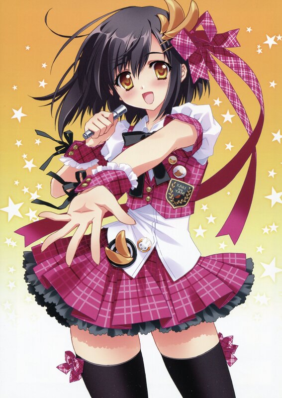 anime girl singing with microphone