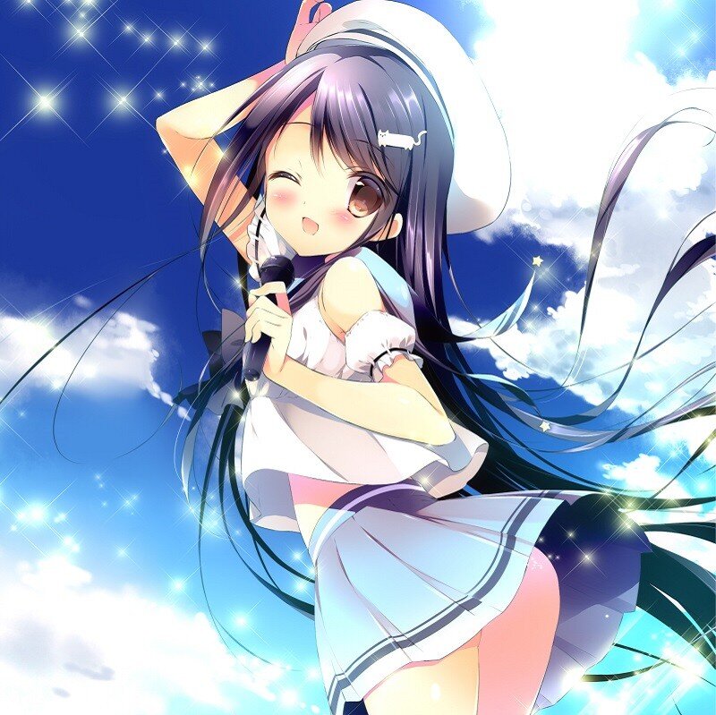 anime girl singing with microphone