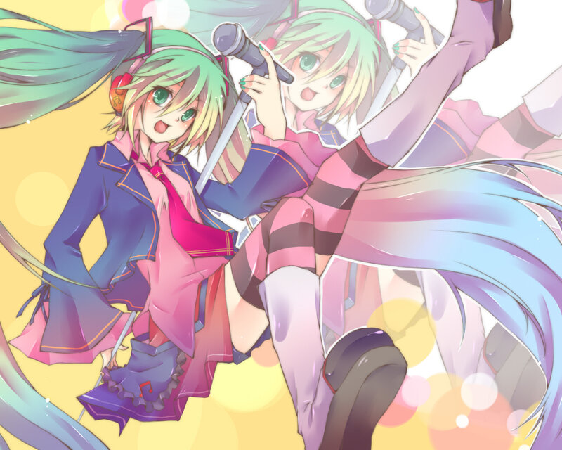 anime girl singing with microphone