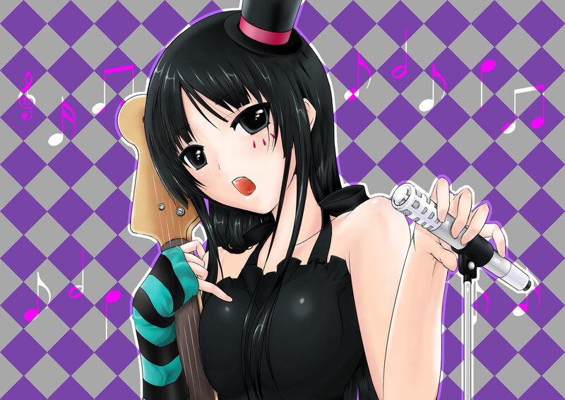 anime girl singing with microphone
