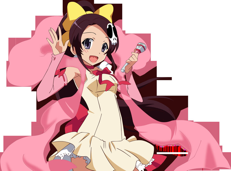 anime girl singing with microphone