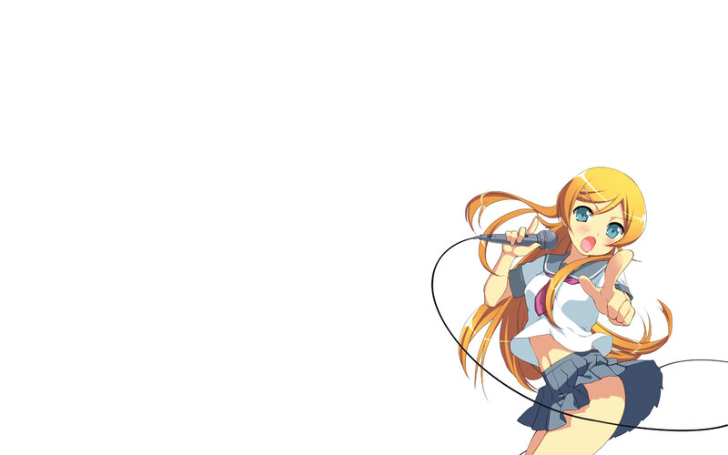 anime girl singing with microphone