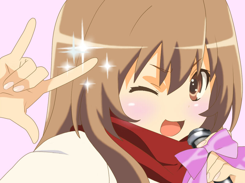 anime girl singing with sparkles