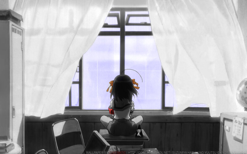 Anime Girl Sitting at Desk