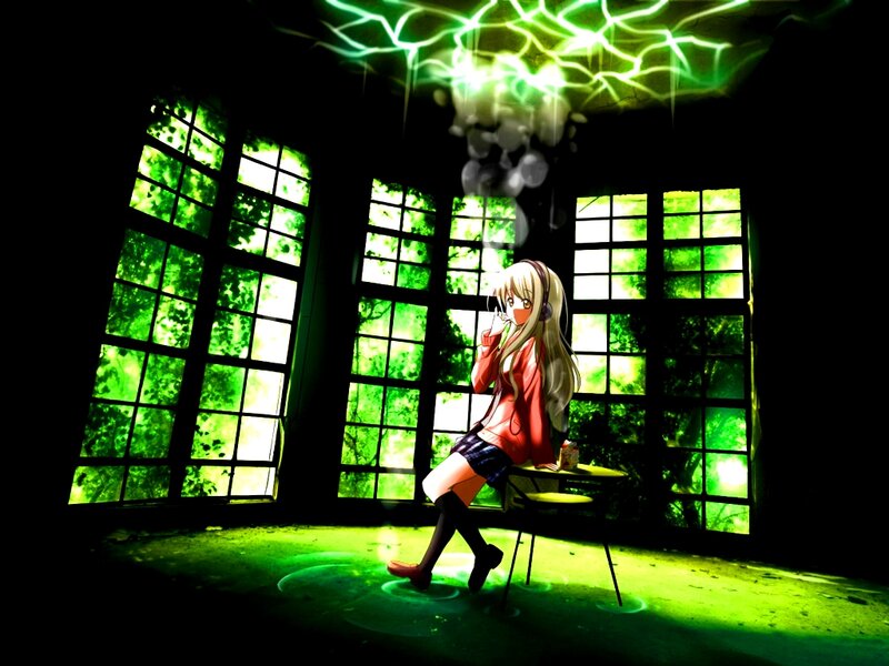 Anime Girl Sitting at Table