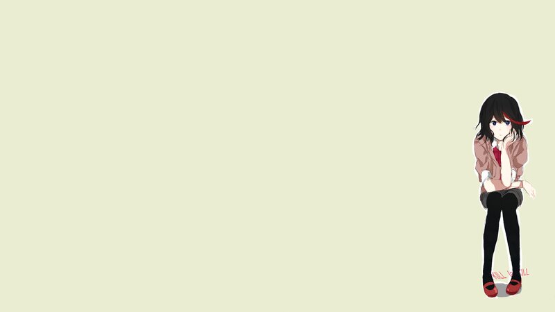 Anime Girl Sitting — Beige, Neutral