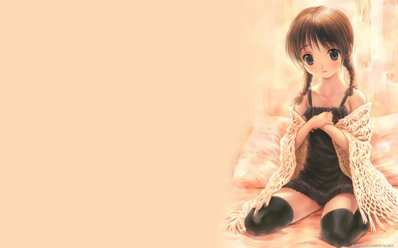 Anime Girl Sitting — Beige