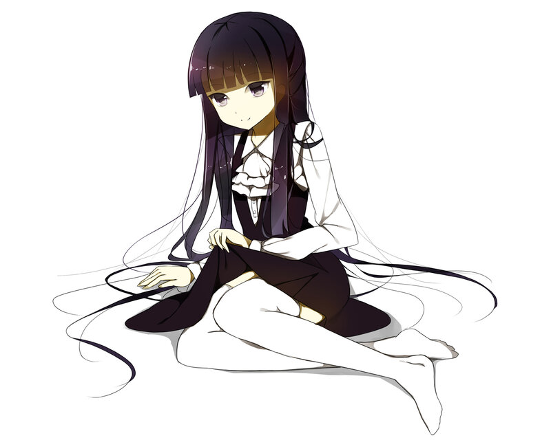Anime Girl Sitting — Black, Calm