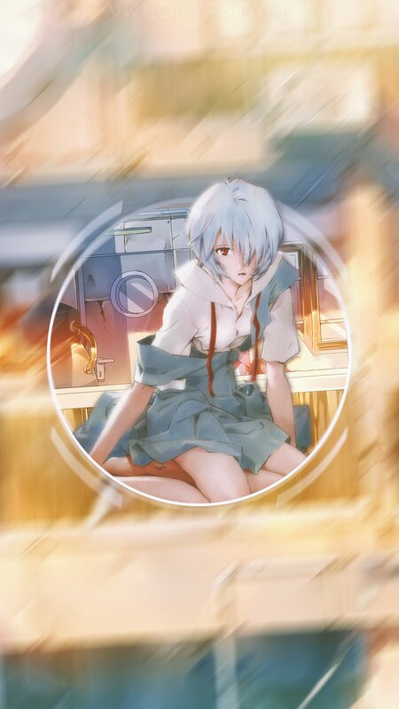 Anime Girl Sitting — Blue, Calm, Afternoon, Digital Art, School Uniform
