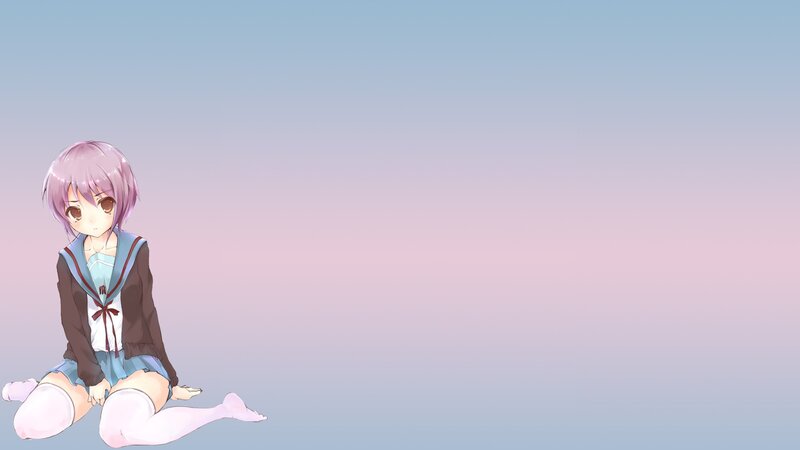 Anime Girl Sitting — Blue, Calm, Sunset