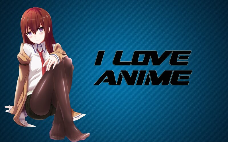Anime Girl Sitting — Blue, Calm, Text