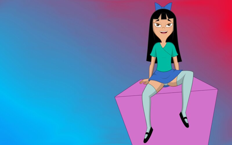 Anime Girl Sitting — Blue, Confident