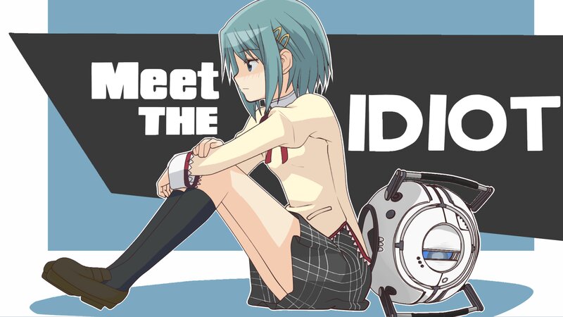 Anime Girl Sitting — Blue, Neutral, Robot