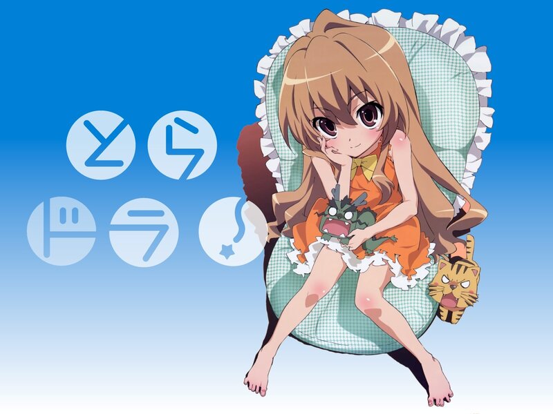 Anime Girl Sitting — Blue, Playful