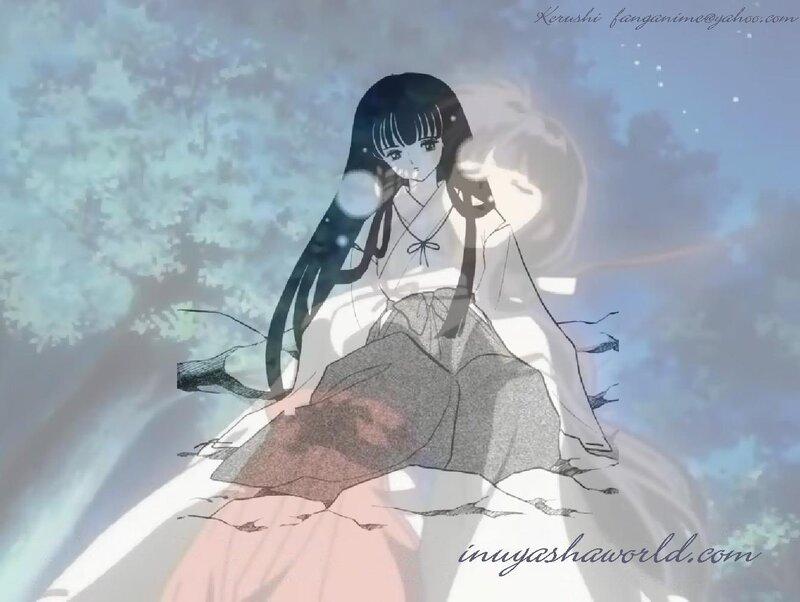 Anime Girl Sitting — Blue, Serene, Night, Tree