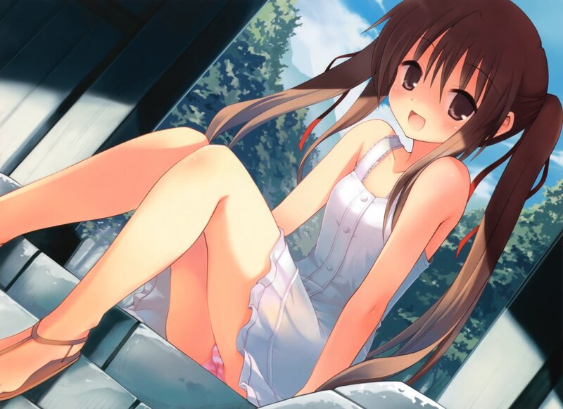 Anime Girl Sitting — Brown, Calm, Afternoon, Dress