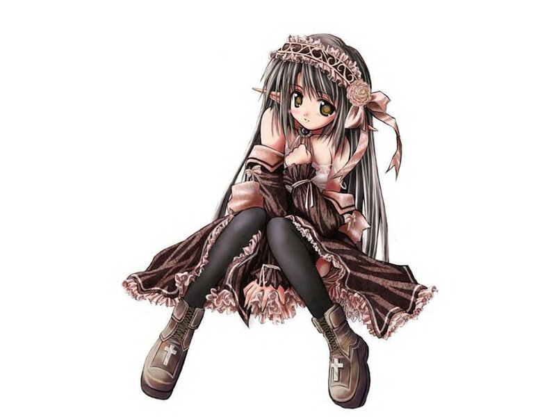 Anime Girl Sitting — Brown, Calm, Digital Art