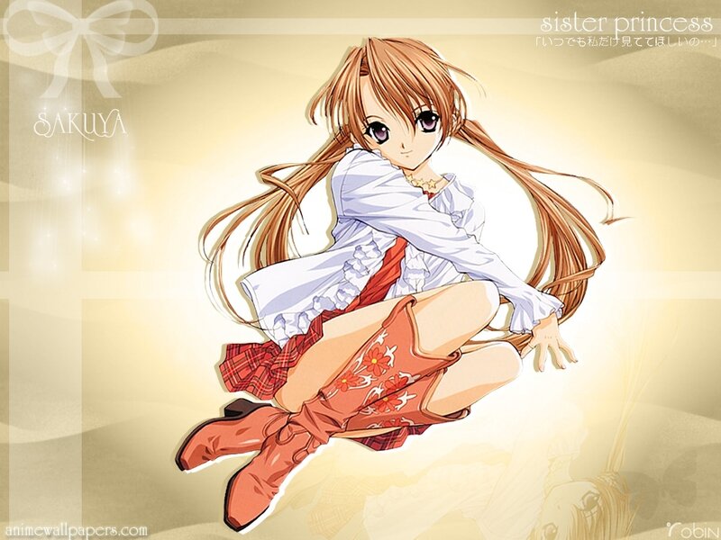 Anime Girl Sitting — Brown, Calm, Long Hair