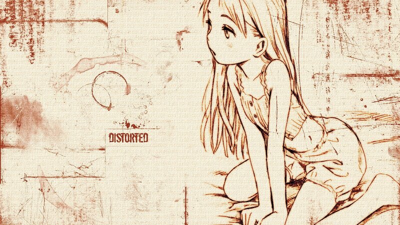 Anime Girl Sitting — Brown, Melancholic