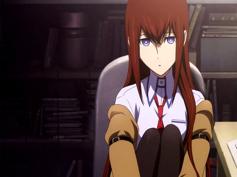 Anime Girl Sitting — Brown, Serious