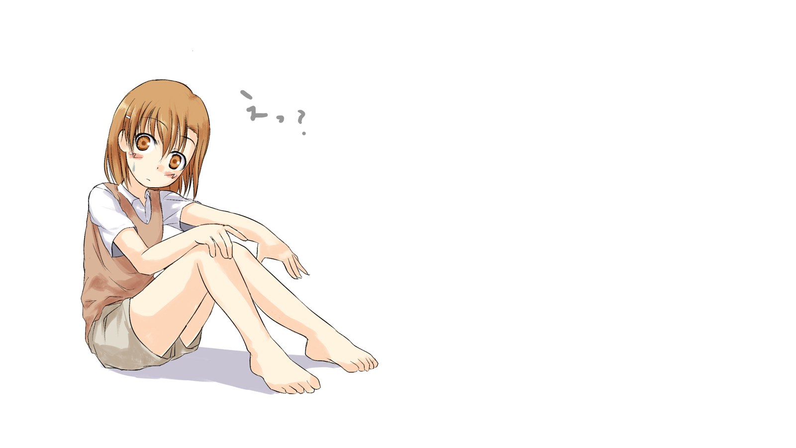anime girl sitting confused