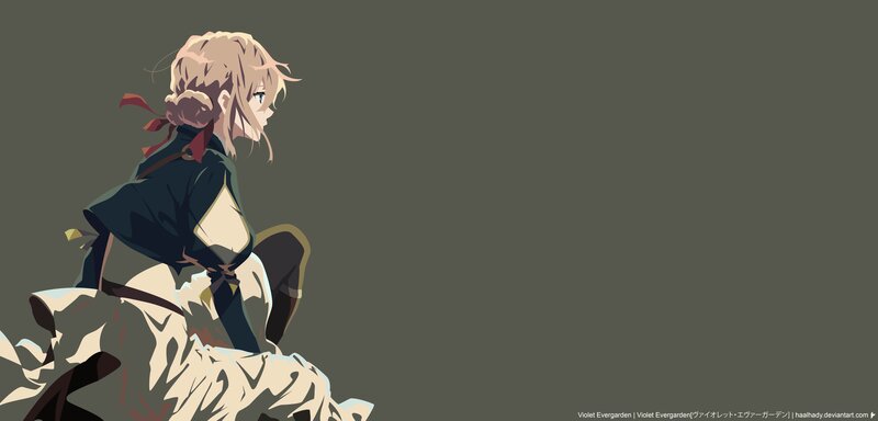Anime Girl Sitting — Gray, Contemplative