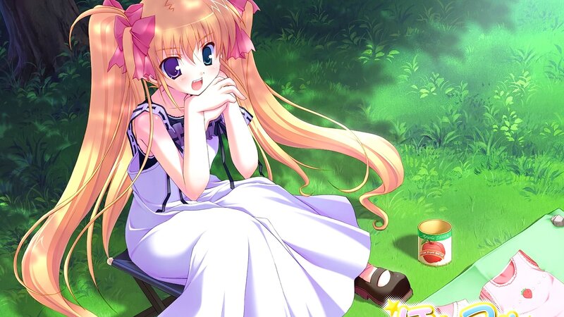 Anime Girl Sitting — Green, Peaceful