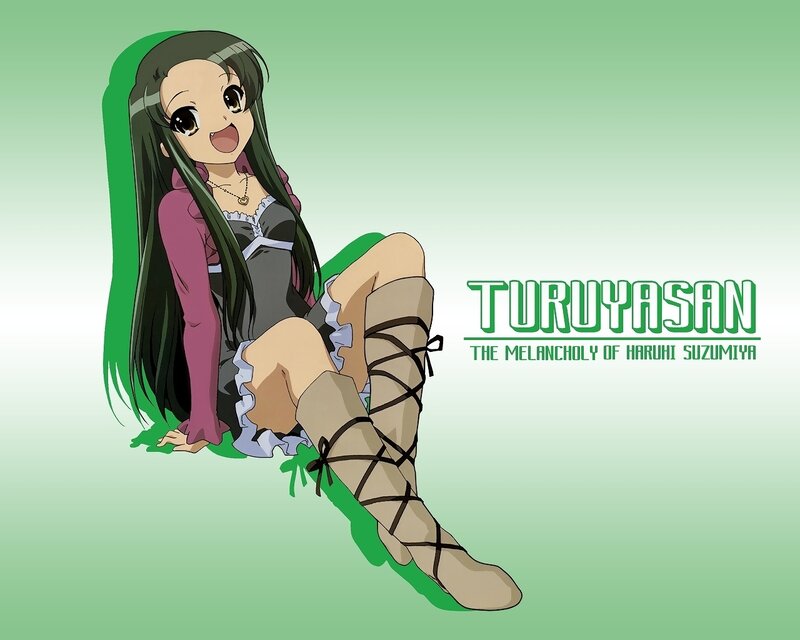 Anime Girl Sitting — Green, Playful