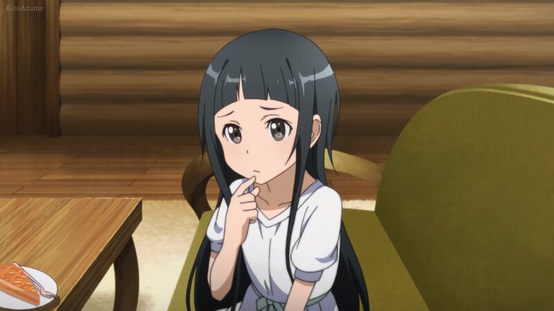 Anime Girl Sitting — Green, Thoughtful