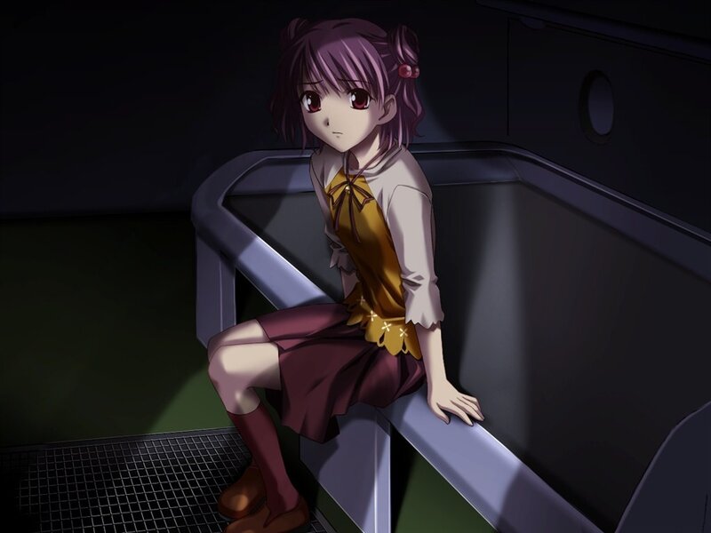 anime girl sitting in dark room