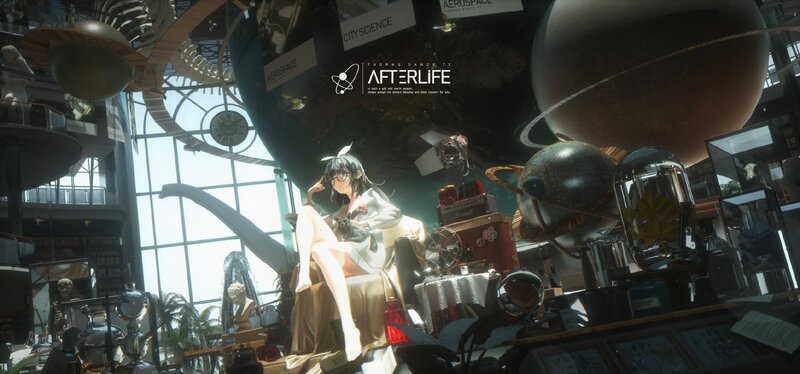 Anime Girl Sitting in Museum