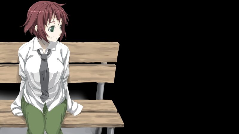 anime girl sitting on a bench
