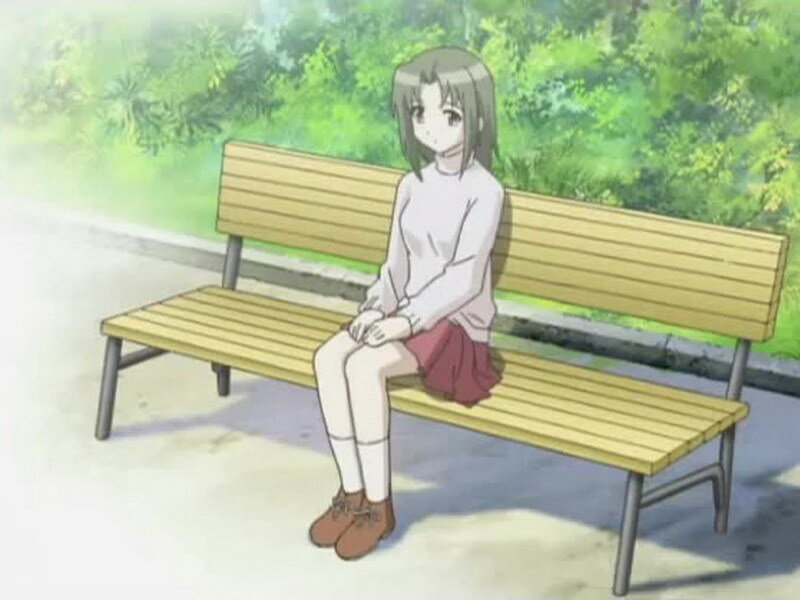anime girl sitting on a bench