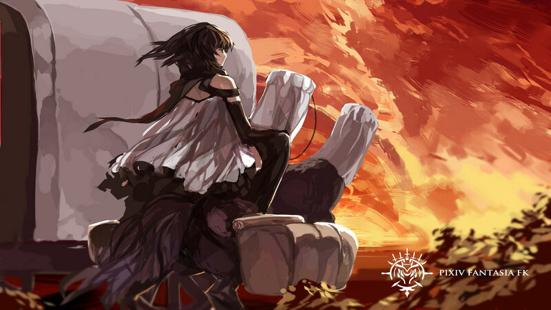 Anime Girl Sitting on a Cart