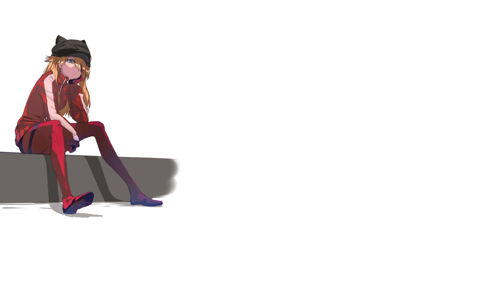 anime girl sitting on a ledge