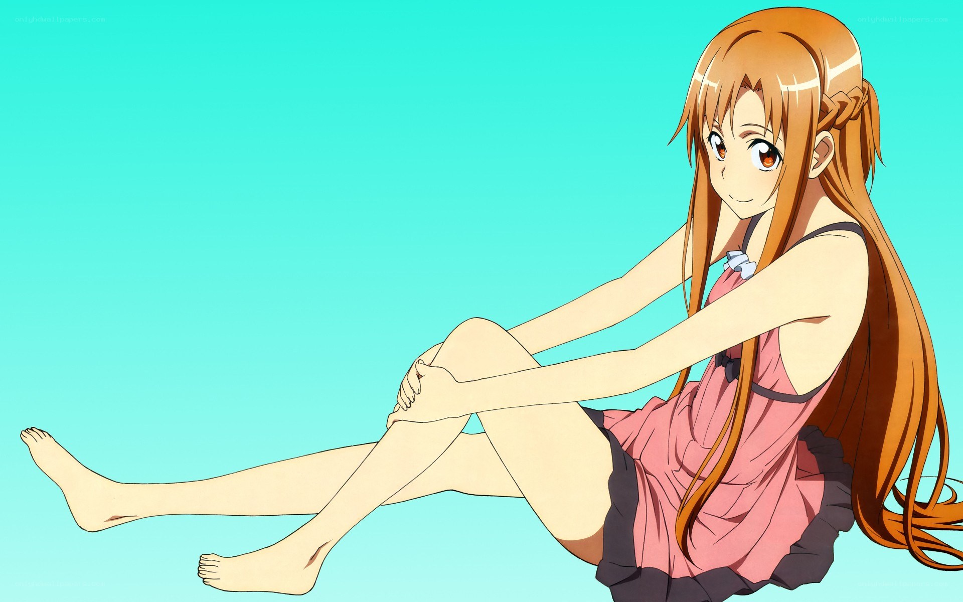 anime girl sitting on beach