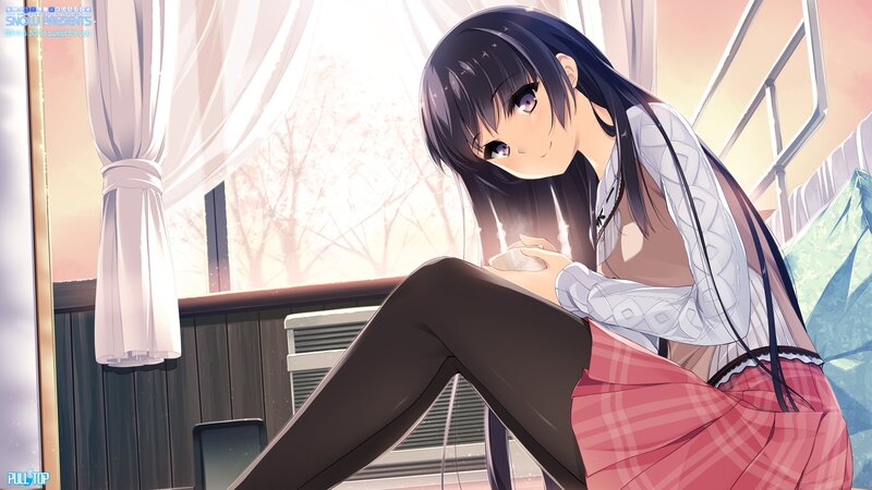 Anime Girl Sitting on Bed — Pink