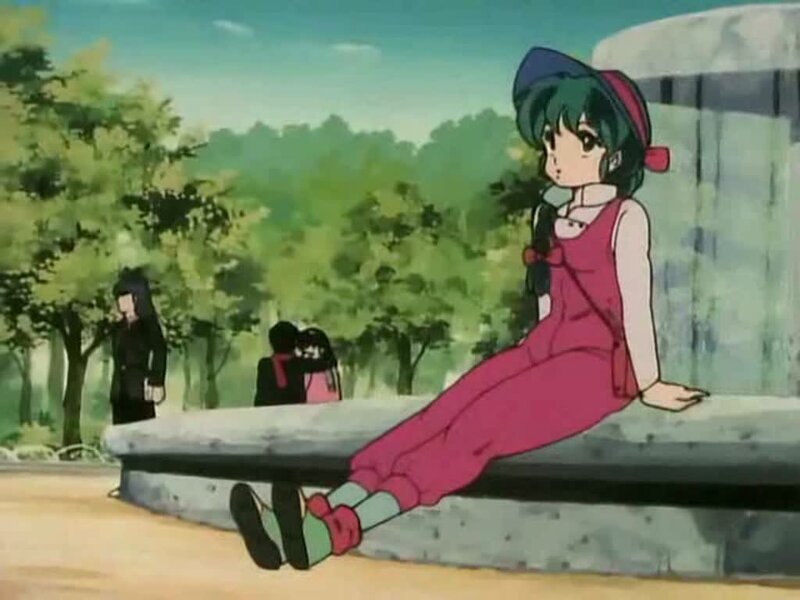 anime girl sitting on bench