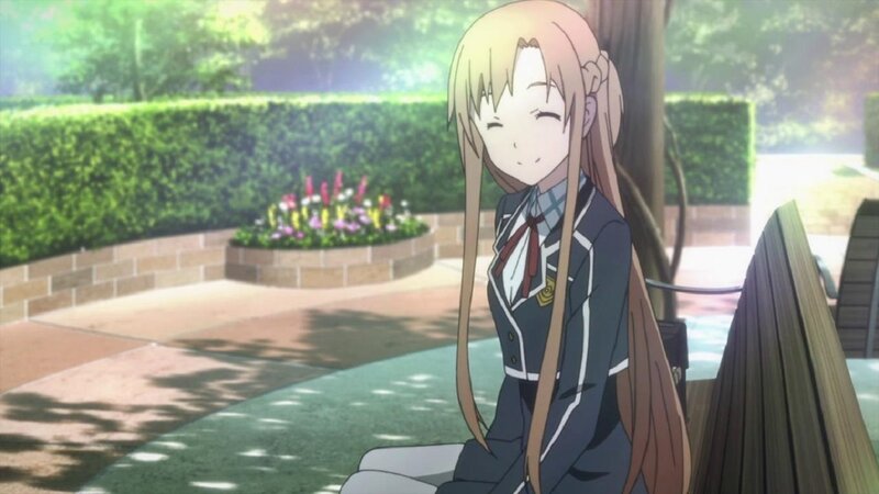 Anime Girl Sitting on Bench — Green