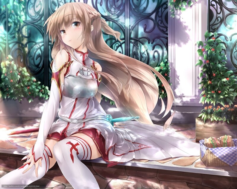 Anime Girl Sitting on Bench — White, Serene