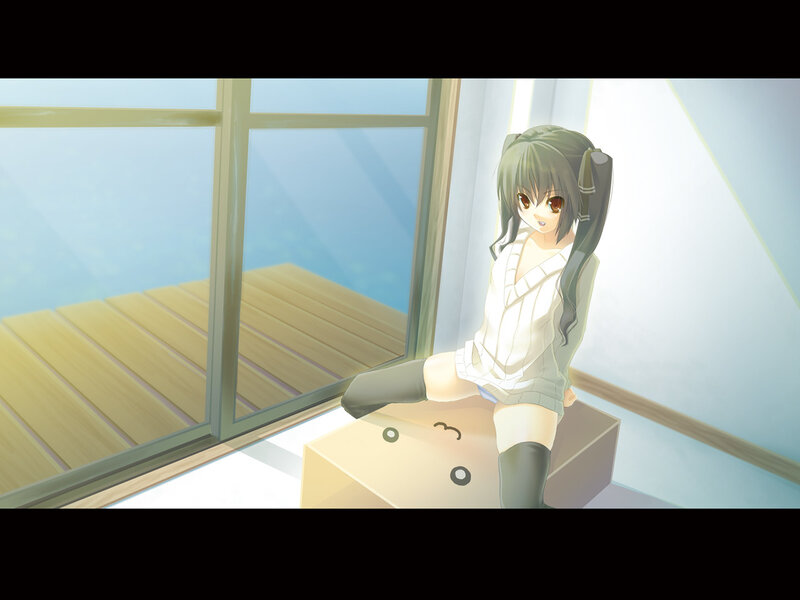 Anime Girl Sitting on Box — White