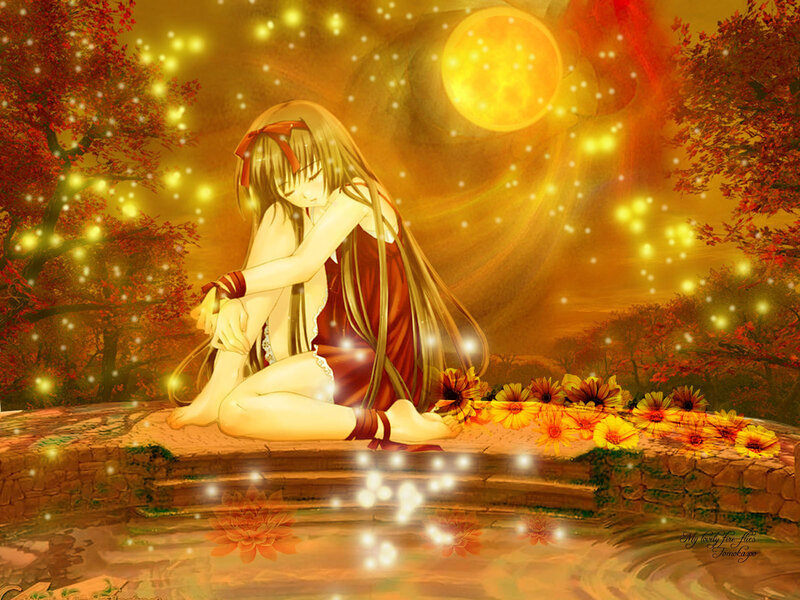 Anime Girl Sitting on Bridge