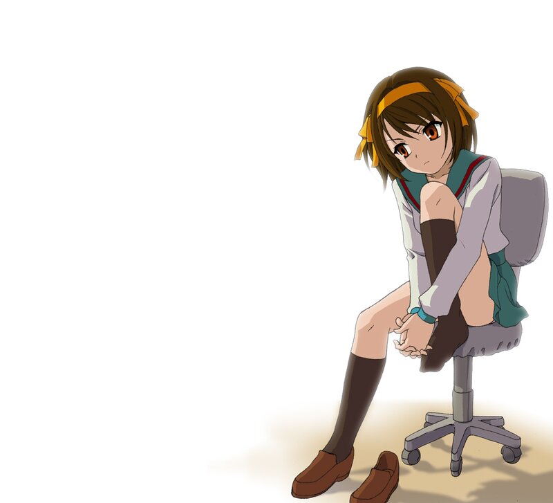 anime girl sitting on chair