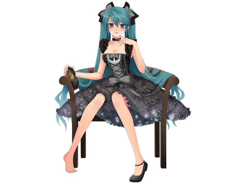 Anime Girl Sitting on Chair — Blue