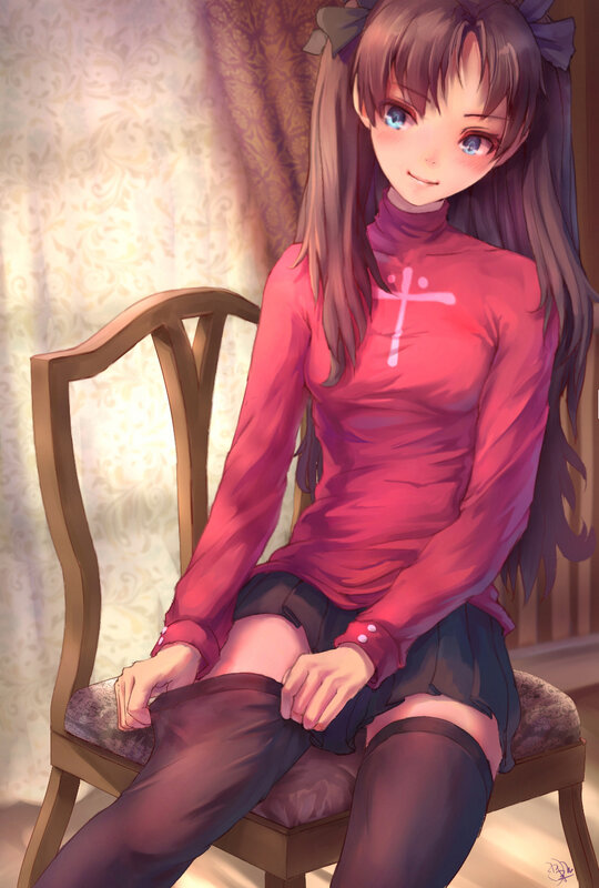 Anime Girl Sitting on Chair — Pink, Calm