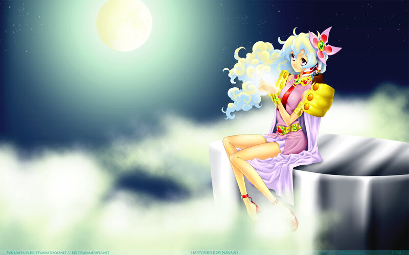 Anime Girl Sitting on Cloud — Purple