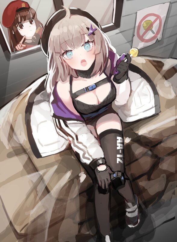 Anime Girl Sitting on Couch — White