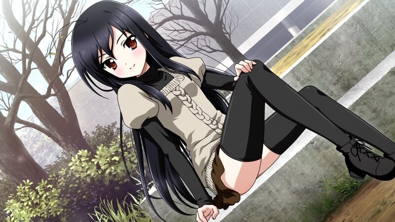 Anime Girl Sitting on Curb