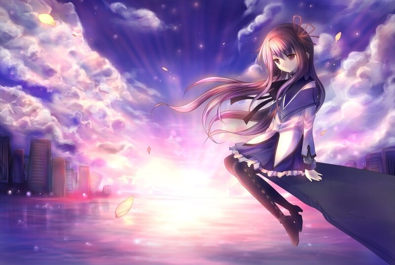 Anime Girl Sitting on Edge